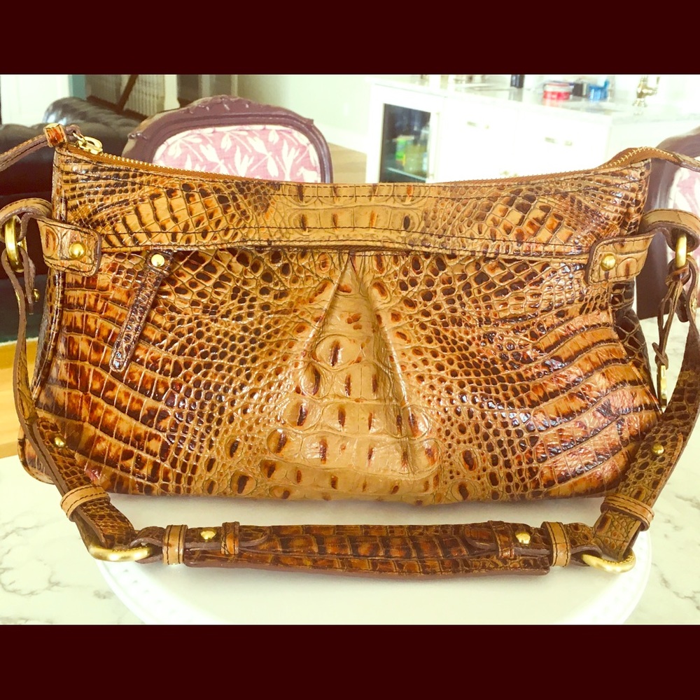 Brahmin Croc Pecan and Caramel HandBag